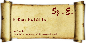 Szűcs Eulália névjegykártya